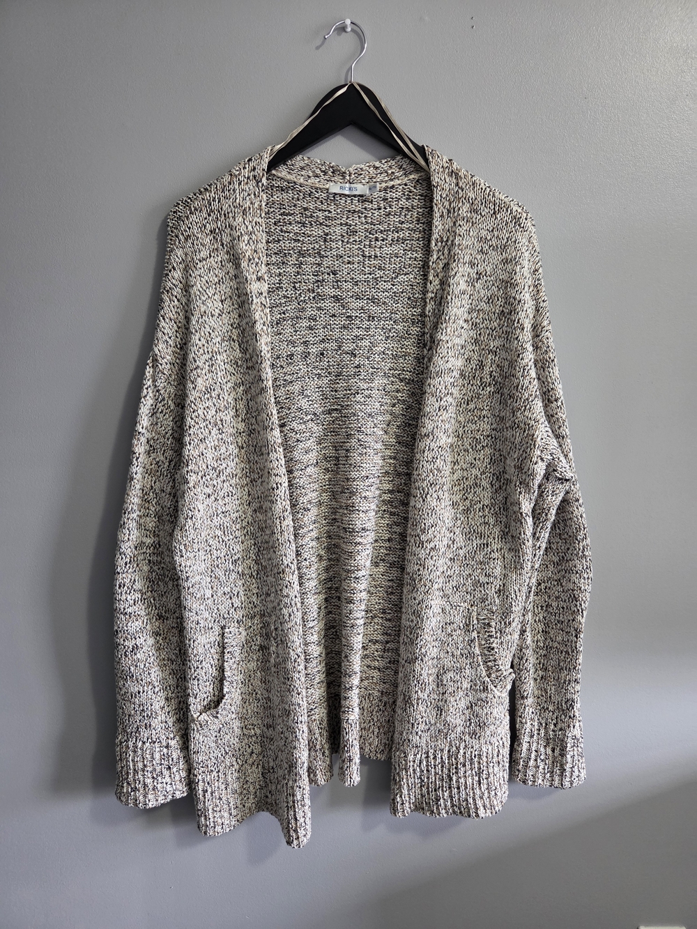 Ricki's Marled Open Front Cardigan Sweater with Pockets XL